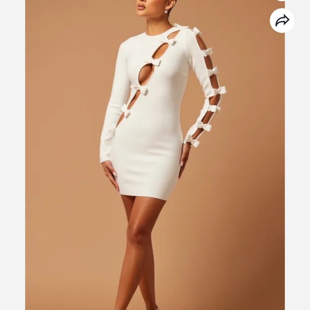 Lucille Bow Bandage Mini Dress - White